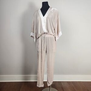 YFB Tia top & jogger pants silk velour lounge set